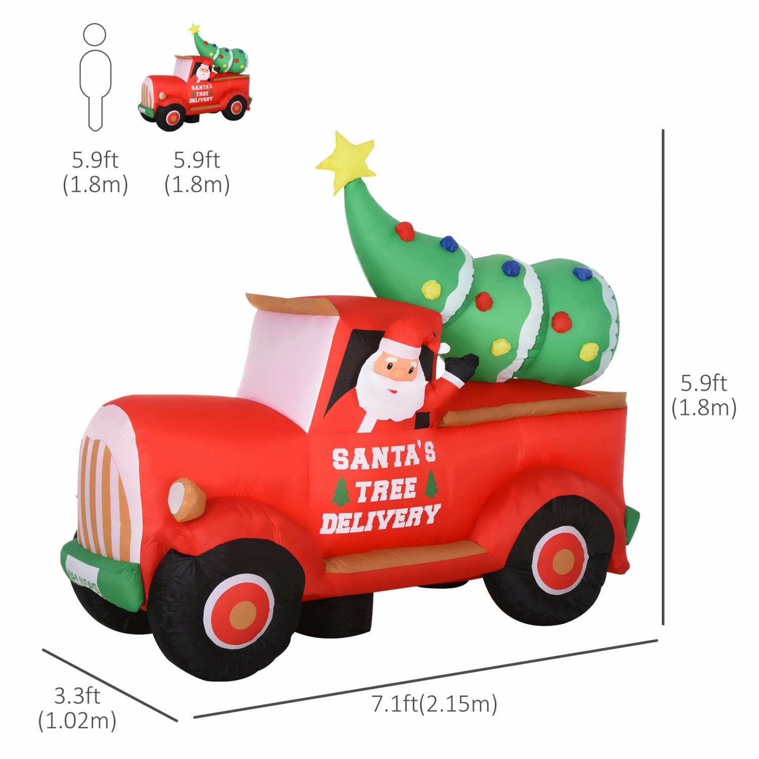 Homcom 6ft Truck Inflatable Christmas Decoration|Homcom Camion Gonflable De Noel
