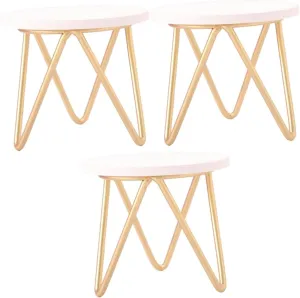 Home Accessories 3pcs for Dollhouse Table Round Side Tiny Scale Decor Room Tea Miniature Toy Mini Decoration Furniture Doll House Living Nightstand Scenes Wooden Model Miniatures