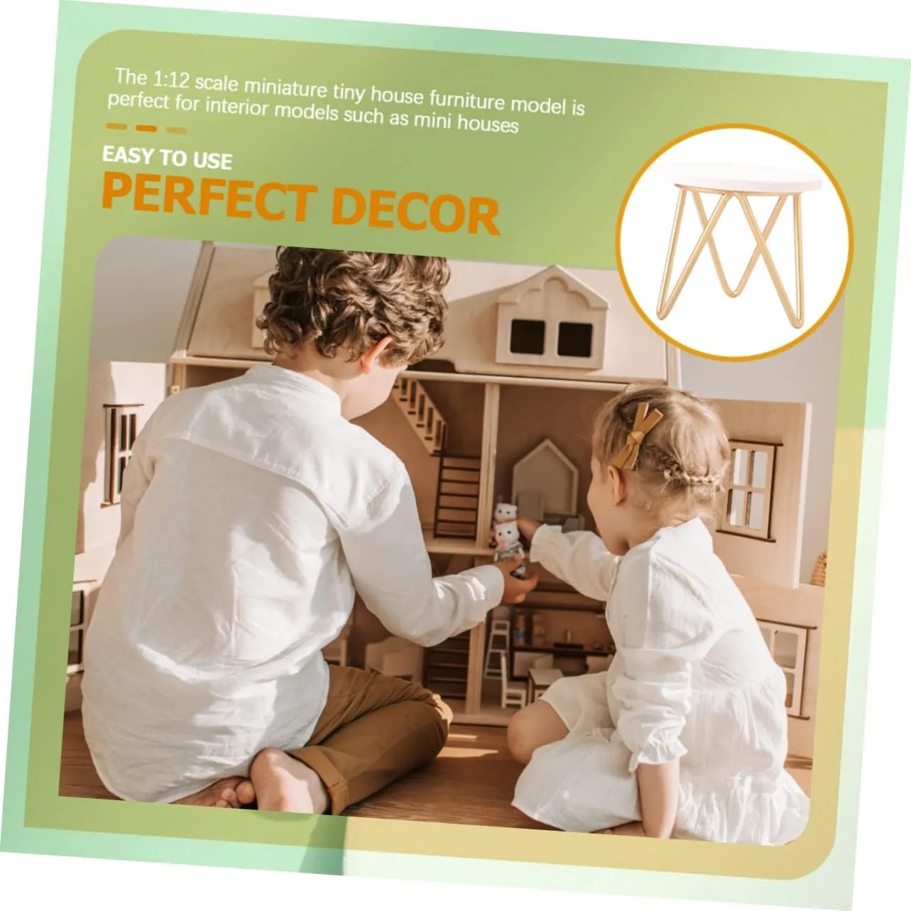 Home Accessories 3pcs for Dollhouse Table Round Side Tiny Scale Decor Room Tea Miniature Toy Mini Decoration Furniture Doll House Living Nightstand Scenes Wooden Model Miniatures