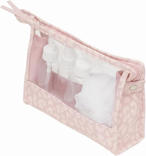 Home Basics Leopard 5 Piece Travel Bath Set, Pink