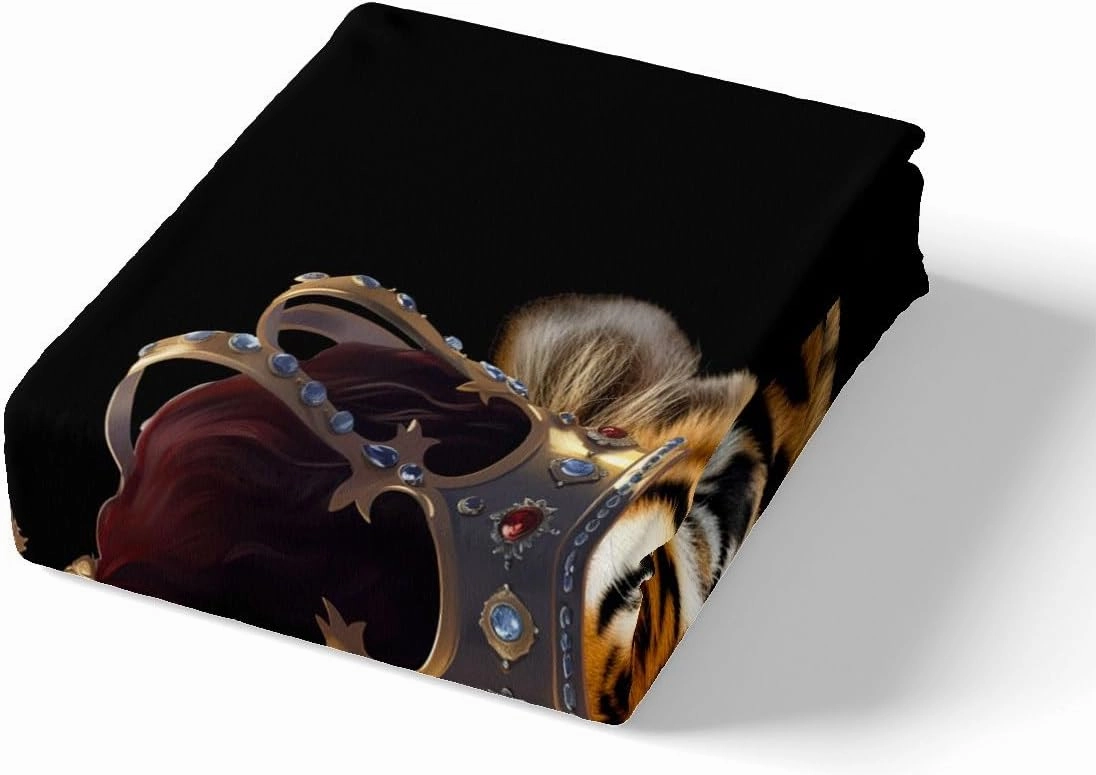 Homewish Wild Tiger Bedding Set Twin Size,3D Wildlife African Tropical Animal Comforter Cover Set for Kids Girls,Golden Crown Print Black Bedding Quilt Cover Set Bedroom Decor, 2 Pcs