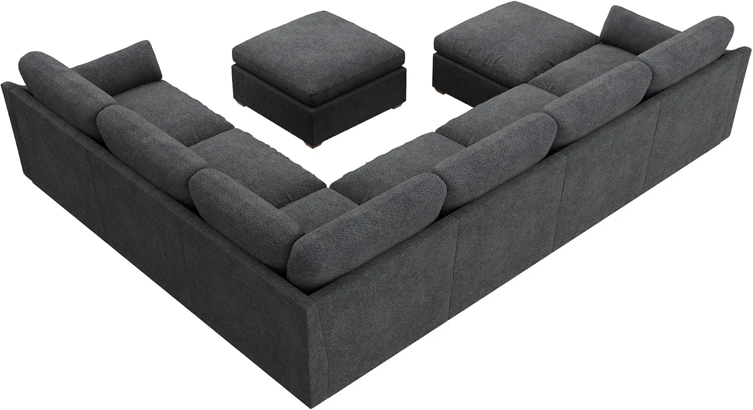 HONBAY Modular Cloud Couch Chenille Sectional Modular Sofa Oversized Cloud Sofa with Movable Ottoman, Dark Grey