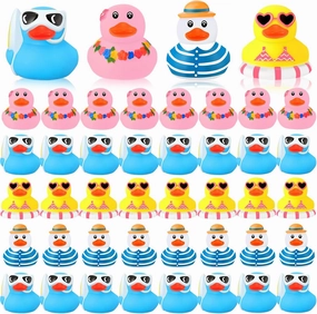 Honoson 48 Pcs Summer Beach Rubber Duckies Mini Rubber Duck Bath Toys Funny Bathtub Squeaky Ducky for Summer Pool Water Classroom Activity Birthday Baby Shower Party Favors(Colorful)