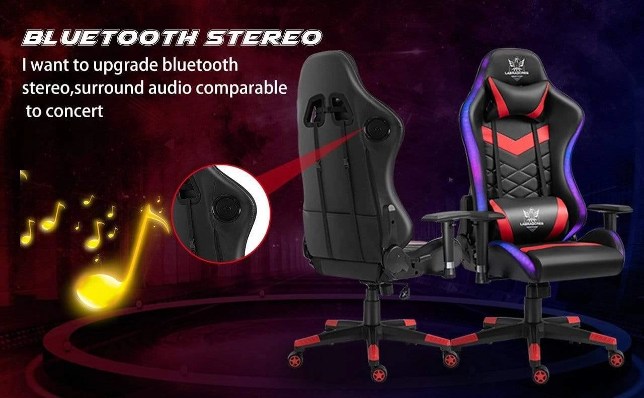 HopeRacer Labradores Series LED RGB Racing Gaming Chair with Bluetooth Music Speaker