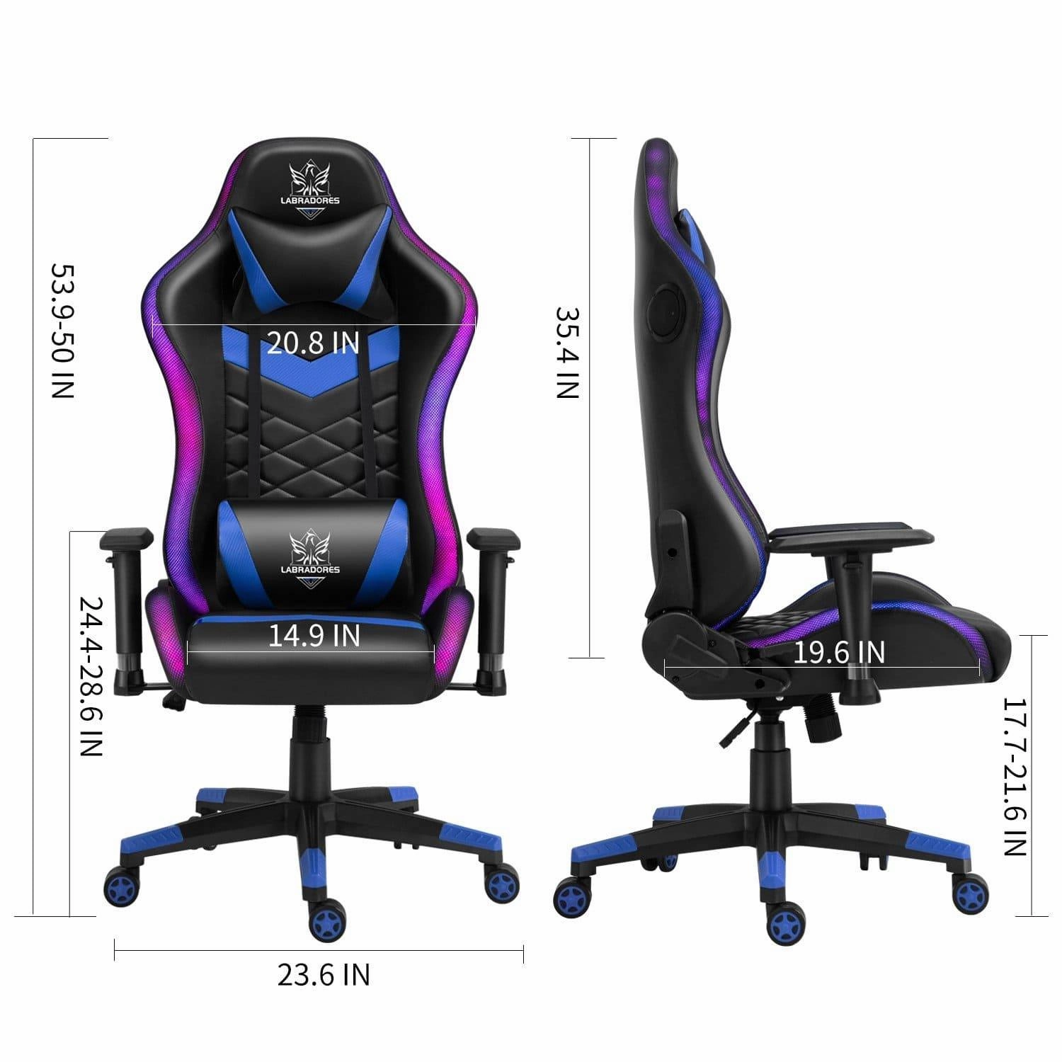 HopeRacer Labradores Series LED RGB Racing Gaming Chair with Bluetooth Music Speaker