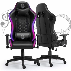 HopeRacer Labradores Series LED RGB Racing Gaming Chair with Bluetooth Music Speaker