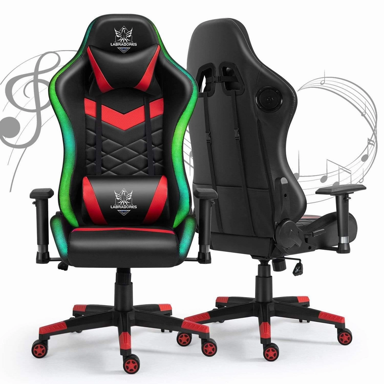 HopeRacer Labradores Series LED RGB Racing Gaming Chair with Bluetooth Music Speaker