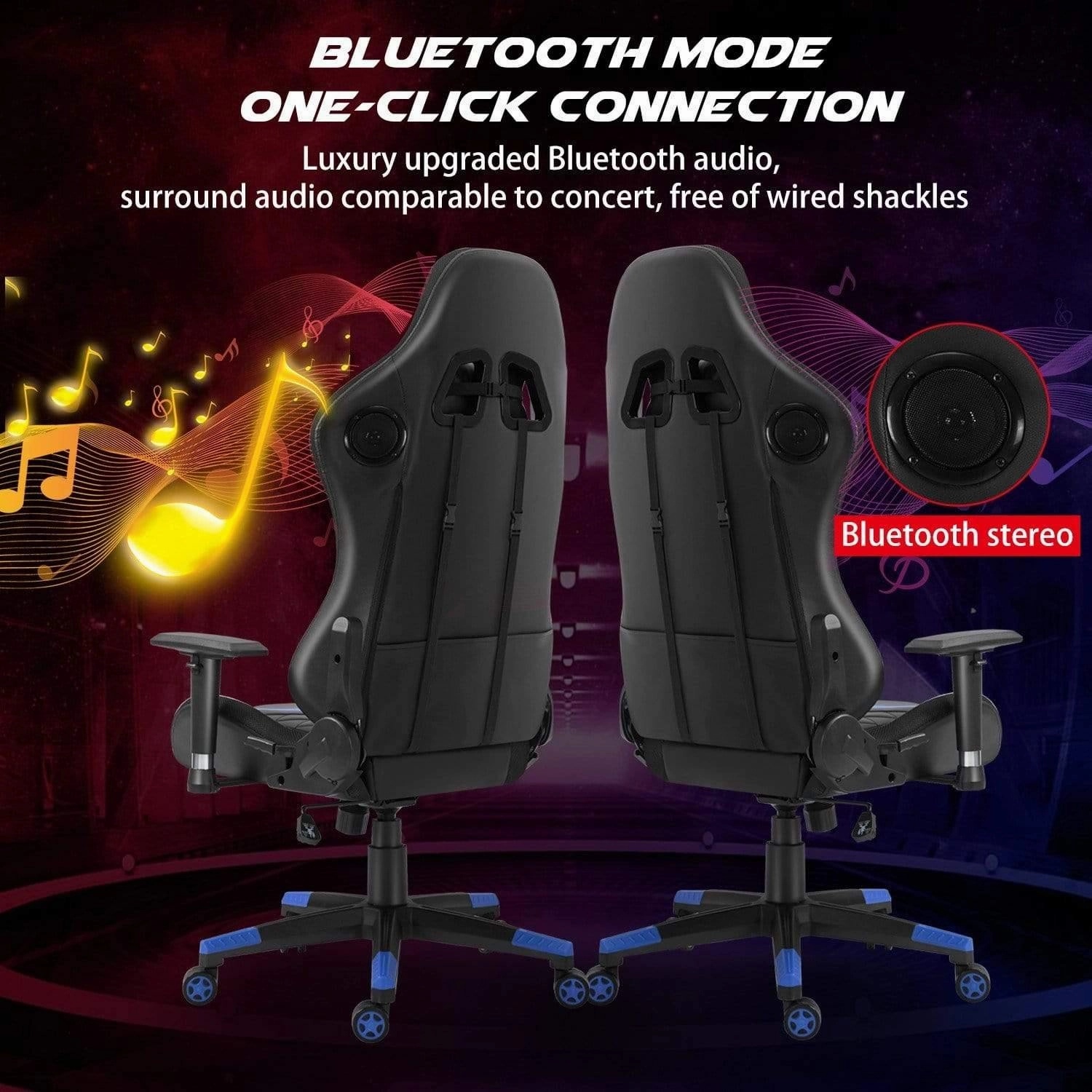 HopeRacer Labradores Series LED RGB Racing Gaming Chair with Bluetooth Music Speaker