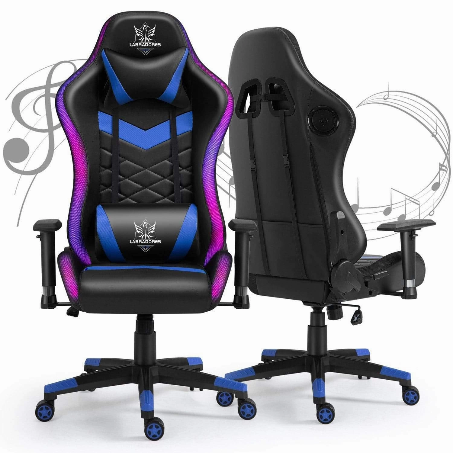 HopeRacer Labradores Series LED RGB Racing Gaming Chair with Bluetooth Music Speaker