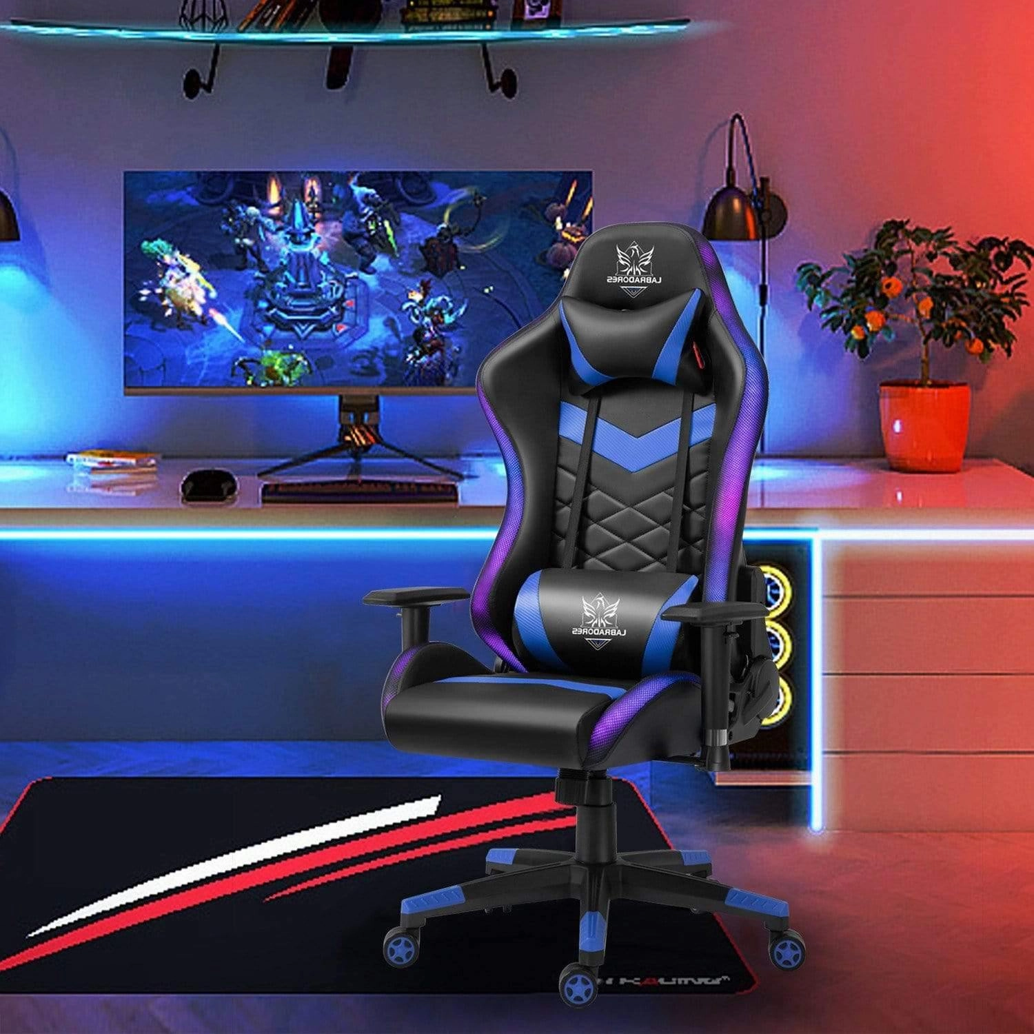 HopeRacer Labradores Series LED RGB Racing Gaming Chair with Bluetooth Music Speaker