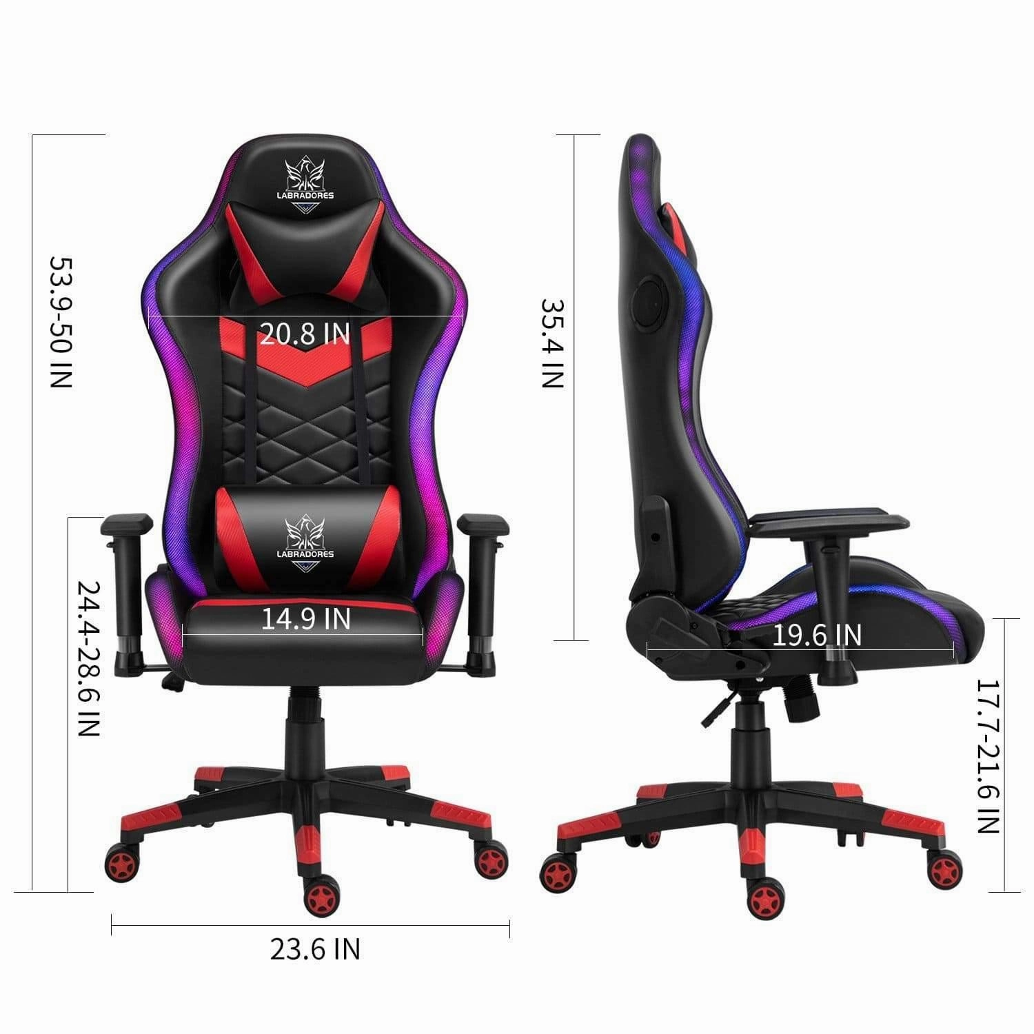 HopeRacer Labradores Series LED RGB Racing Gaming Chair with Bluetooth Music Speaker