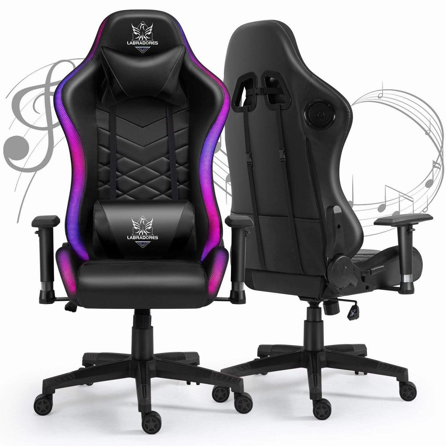 HopeRacer Labradores Series LED RGB Racing Gaming Chair with Bluetooth Music Speaker