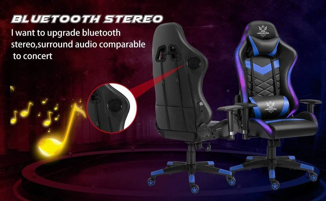 HopeRacer Labradores Series LED RGB Racing Gaming Chair with Bluetooth Music Speaker