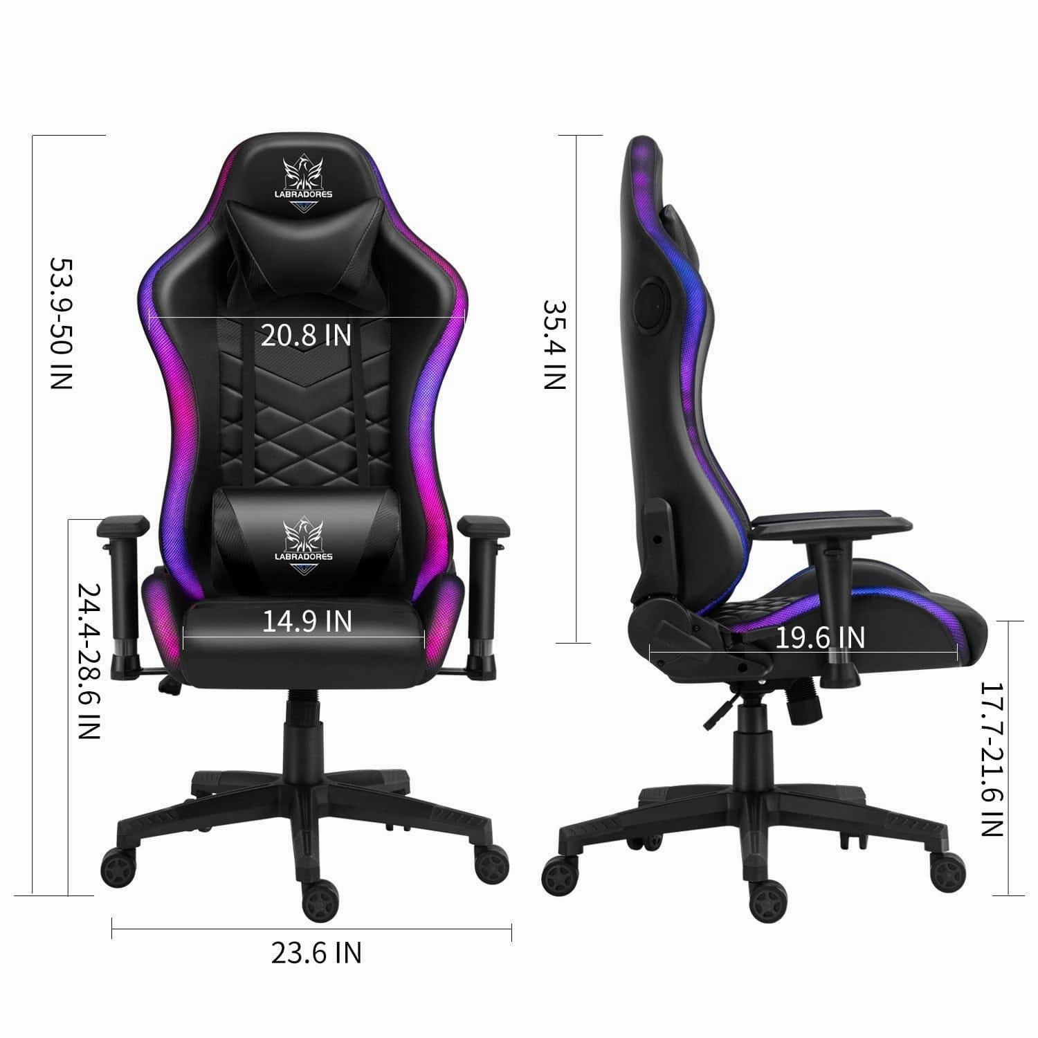 HopeRacer Labradores Series LED RGB Racing Gaming Chair with Bluetooth Music Speaker
