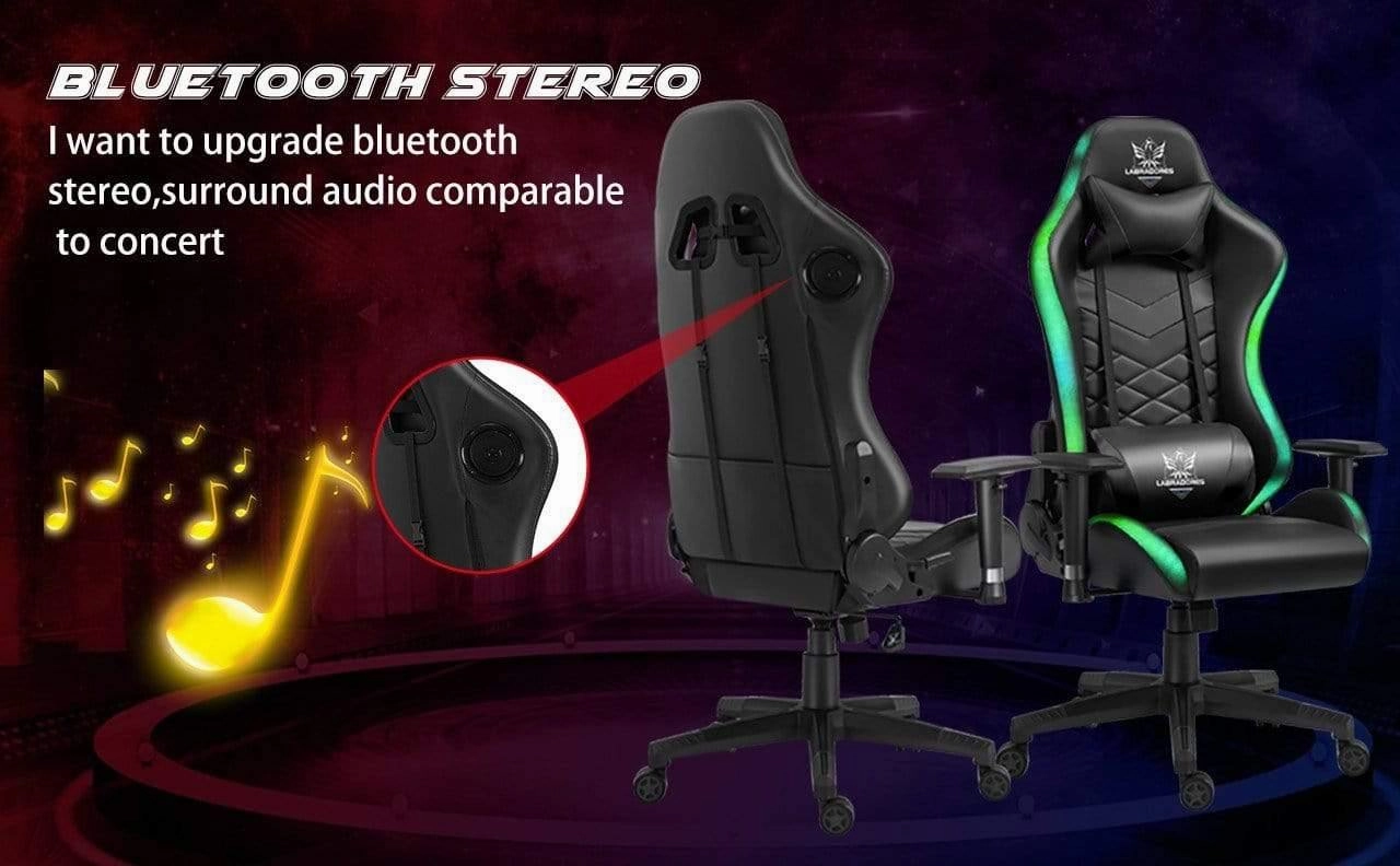 HopeRacer Labradores Series LED RGB Racing Gaming Chair with Bluetooth Music Speaker