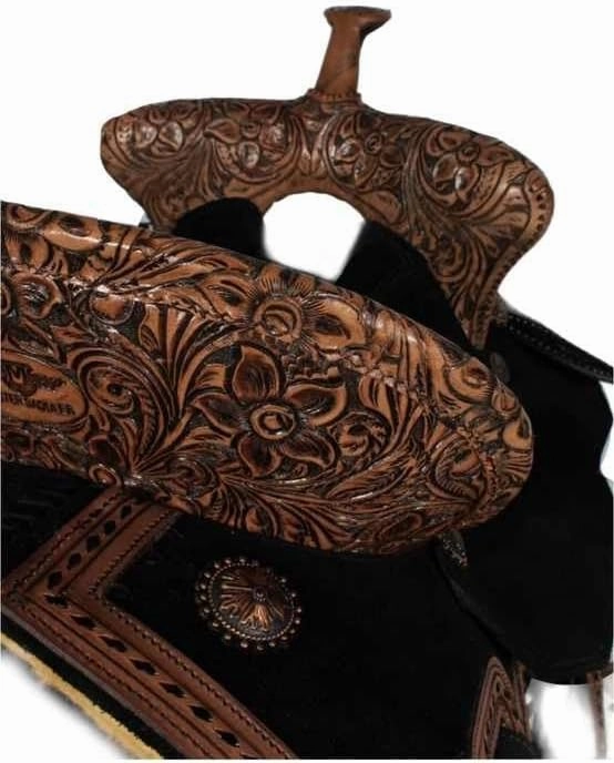 Horse Saddle Barrel Racing Western Wooden Tree Handmade Premium Leather Comfort Horse Trail Equestrian Tooled Carved Horse Riding Saddle Size: 10"-18 inches Seat Available, FS15