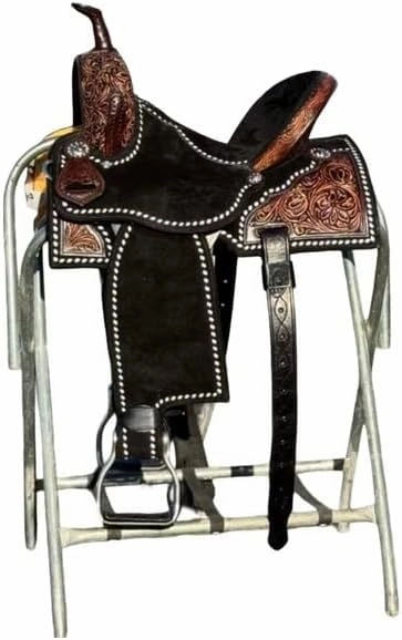 Horse Saddle Barrel Racing Western Wooden Tree Handmade Premium Leather Comfort Horse Trail Equestrian Tooled Carved Horse Riding Saddle Size: 10"-18 inches Seat Available, FS17