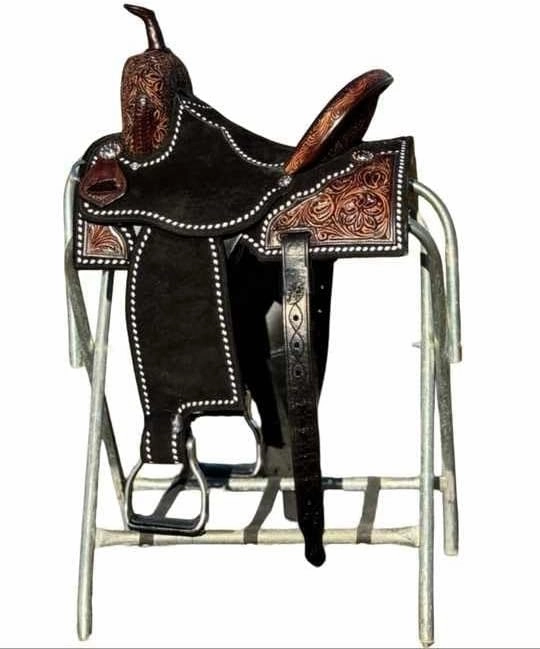 Horse Saddle Barrel Racing Western Wooden Tree Handmade Premium Leather Comfort Horse Trail Equestrian Tooled Carved Horse Riding Saddle Size: 10"-18 inches Seat Available, FS17