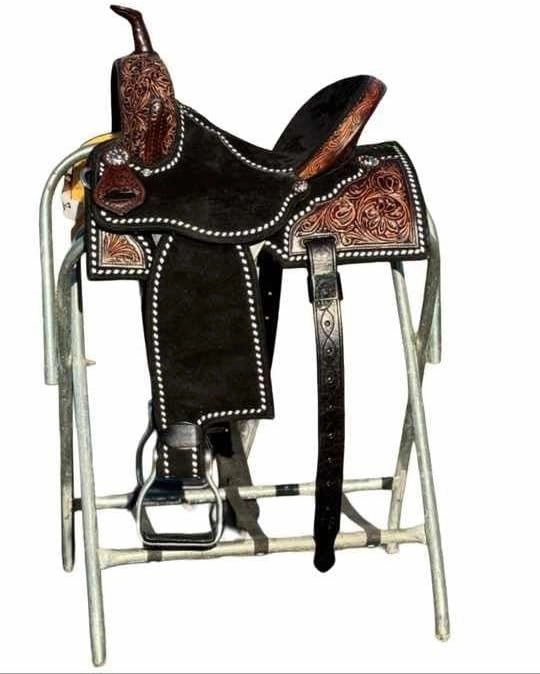Horse Saddle Barrel Racing Western Wooden Tree Handmade Premium Leather Comfort Horse Trail Equestrian Tooled Carved Horse Riding Saddle Size: 10"-18 inches Seat Available, FS17