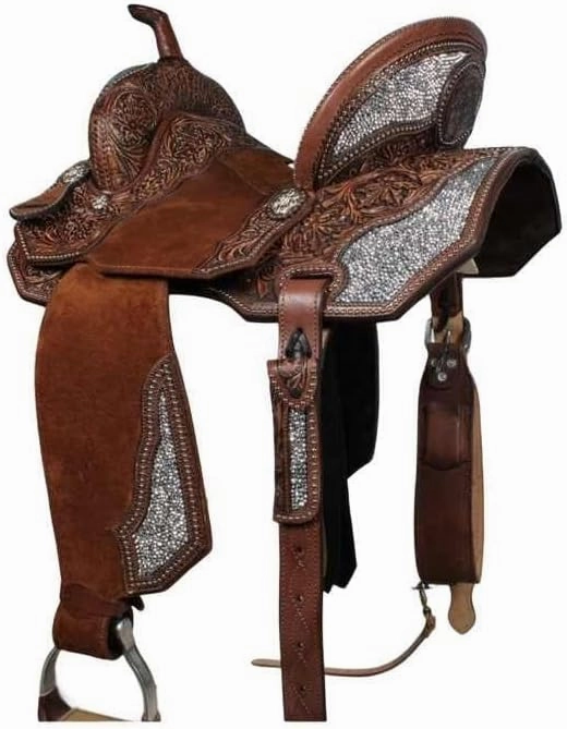 Horse Saddle Barrel Racing Western Wooden Tree Handmade Premium Leather Comfort Horse Trail Equestrian Tooled Carved Horse Riding Saddle Size: 10"-18 inches Seat Available, YU01