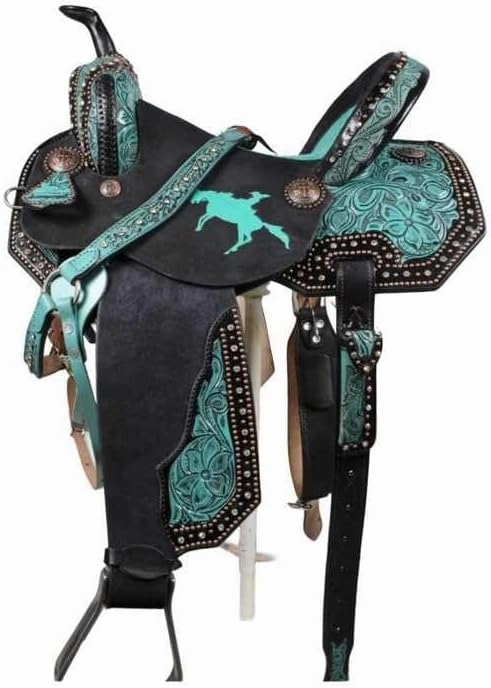 Horse Saddle Barrel Racing Western Wooden Tree Handmade Premium Leather Comfort Horse Trail Equestrian Tooled Carved Horse Riding Saddle Size: 10"-18 inches Seat Available, YU03