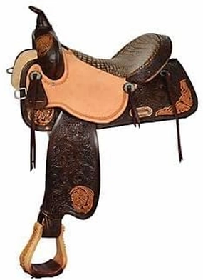 Horse Saddle Western Barrel Racing Racer Leather Handmade Premium Comfort Riding Trail Equestrian Tooled Carved Best Horse Riding Saddle for Horse Size: 10-18 inches Seat Available, BRD317