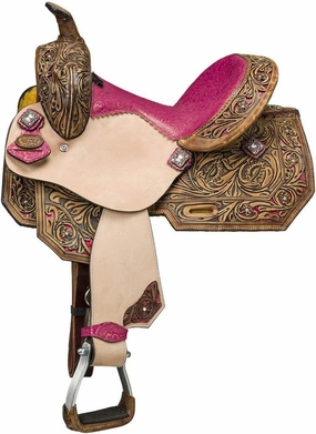 Horse Saddle Western Barrel Racing Racer Leather Handmade Premium Comfort Riding Trail Equestrian Tooled Carved Best Horse Riding Saddle for Horse Size: 10-18 inches Seat Available, BRD327