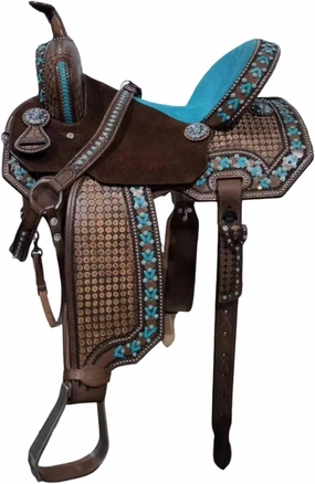 Horse Saddles Barrel Racing Western Wooden Tree Handmade Premium Leather Comfort Horses Trail Equestrian Tooled Carved Horse Saddle Riding Size: 10-18 inches Seat, KA07