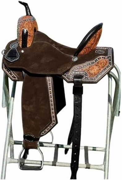Horse Saddles Barrel Racing Western Wooden Tree Handmade Premium Leather Comfort Horses Trail Equestrian Tooled Carved Horse Saddle Riding Size: 10-18 inches Seat, KA10