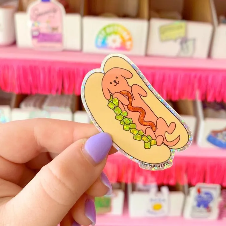 Hot Doggy Dog Glitter Sticker