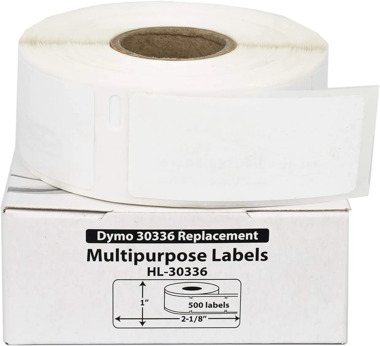 HOUSELABELS Compatible DYMO 30336 Multipurpose Labels (1" x 2-1/8") Compatible with Rollo, Some DYMO LW Printers, 12 Rolls /6000 Labels