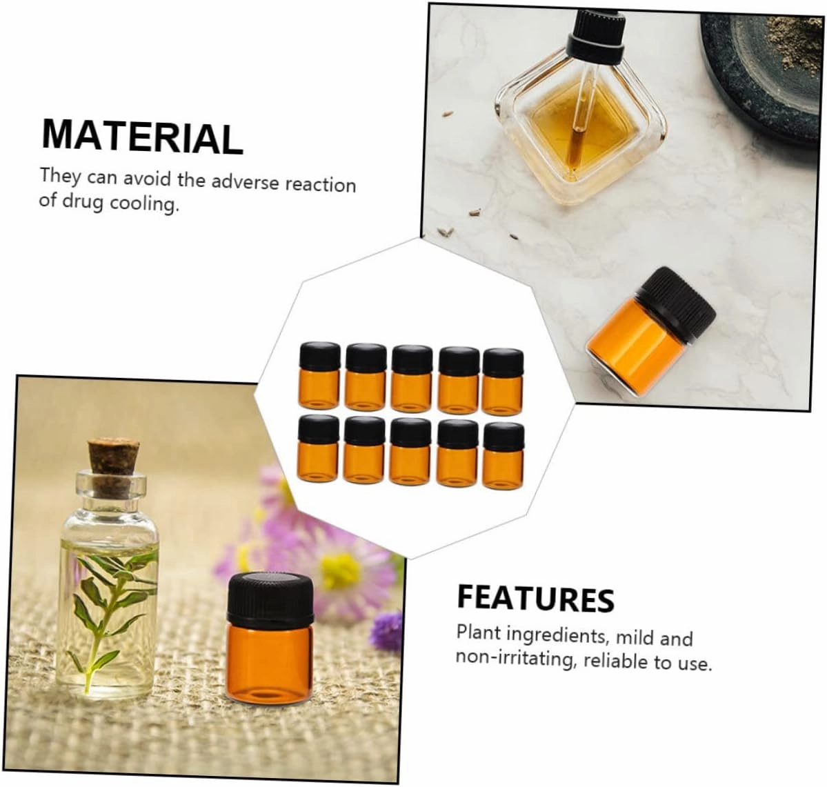 Housoutil 72 Pcs Essential Oil Bottle Perfume Sample Containers Lip Gloss Clear Makeup Holder Bottled Filling