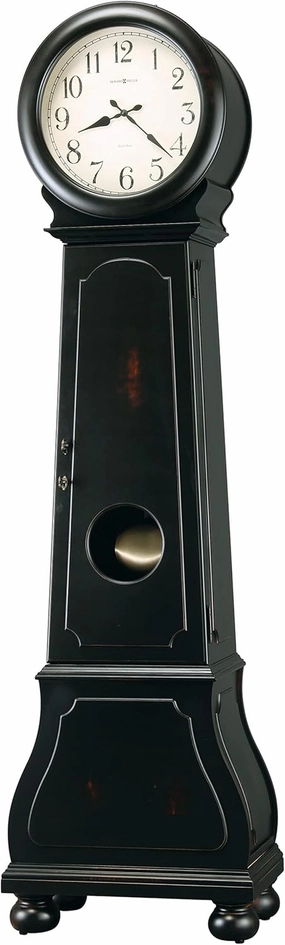 Howard Miller Graham Floor Clock II, Black Finish with Illuminated Dial Dual-Chime Movement, Arabic Numeral Key-Wound Volume Control Adjustable Timepiece for Home Decor, Office & Living Room