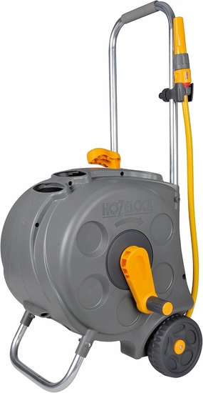 HOZELOCK - Compact Cart Reel 30m : Stable, Sturdy Reel on Wheels, Easy to Assemble and Use, Large Winding Handle, Enclosed Casing, Supplied with All Necessary Accessories [2416R0000]