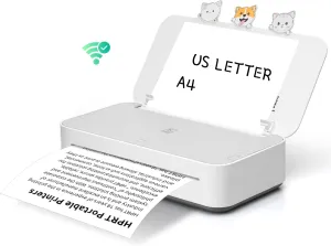 HPRT GT1 Thermal Transfer Inkless Printer for Home Use, Wi-Fi Connection Supports 11''x8.5'' US Letter 300DPI High Resolution Printer (GT1-White)