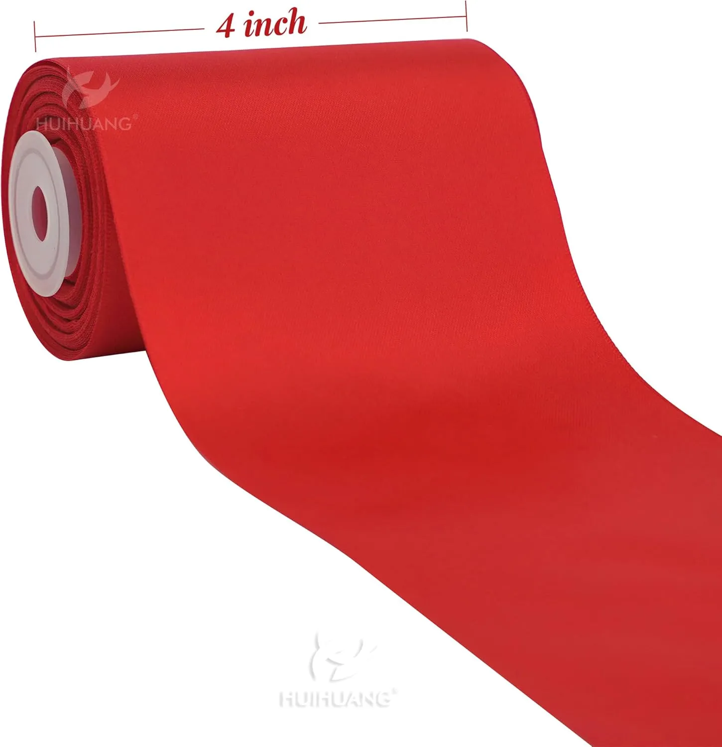 HUIHUANG 4 inch Wide Red Satin Ribbon Double-Faced Thick Polyesater Ribbon 10 Yard/Spool, for Grand Opening, Chair Sash, Ceremony Bows Making, Flower Bouquet, Sewing, Crafts, Christmas Decor