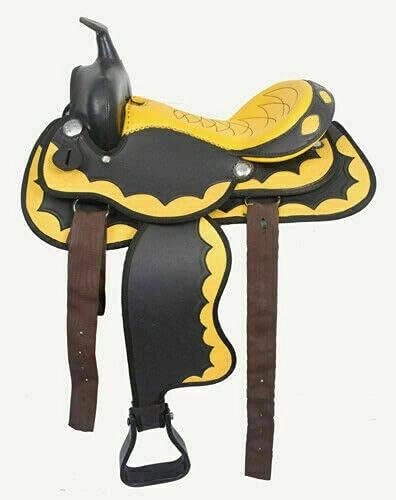 HUMAYL Saddlery Western Barrel Racing Horse Saddle Handmade Synthetic Cordura Lightweight Barrel Racing Saddle Trail Tack Classic Equestrian Horse Saddle Tack Size 10" to 18" inches Seat SB86