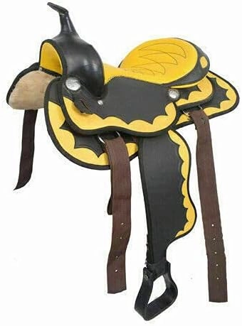 HUMAYL Saddlery Western Barrel Racing Horse Saddle Handmade Synthetic Cordura Lightweight Barrel Racing Saddle Trail Tack Classic Equestrian Horse Saddle Tack Size 10" to 18" inches Seat SB86