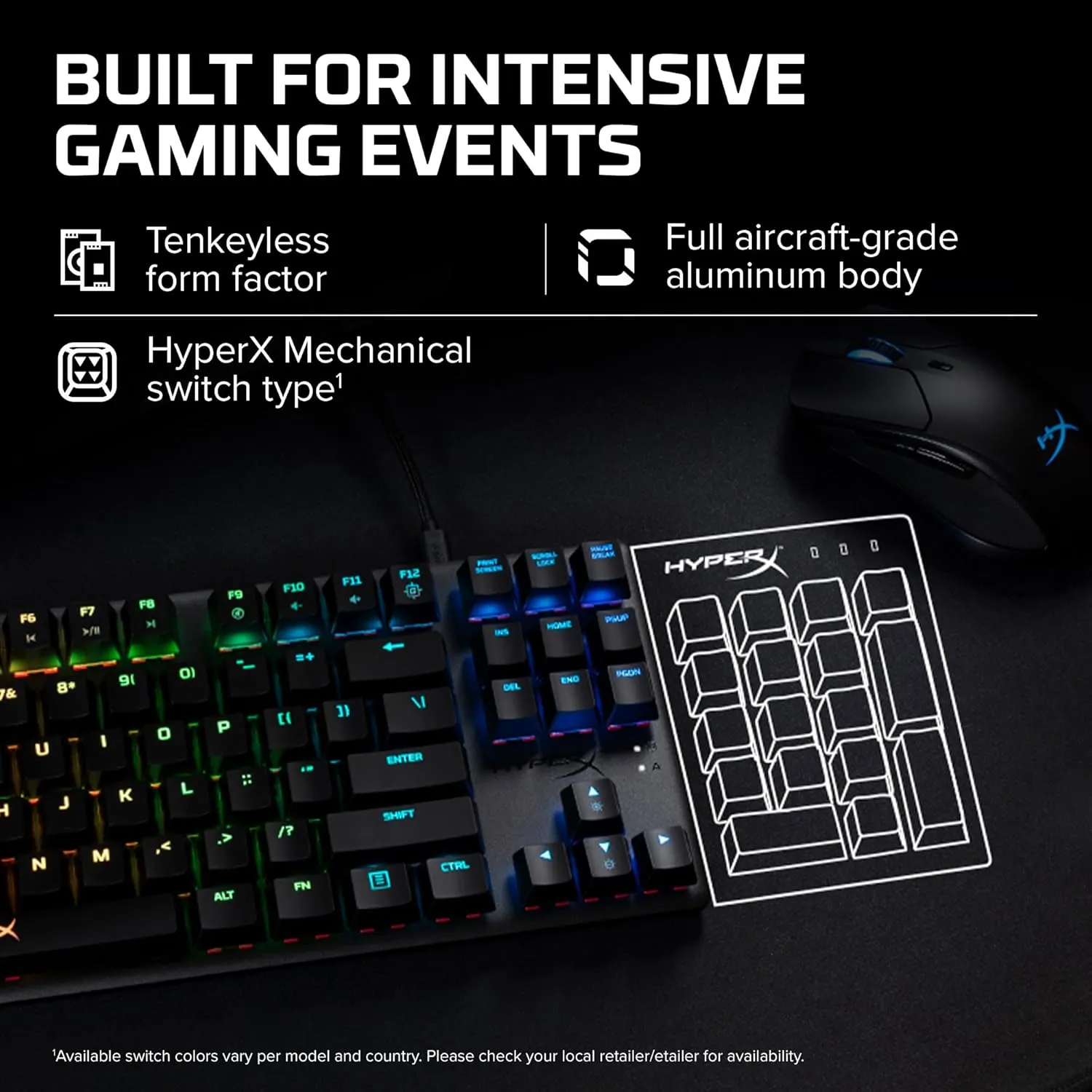 HyperX Alloy Origins Core - Tenkeyless Mechanical Gaming Keyboard, Software Controlled Light & Macro Customization, Compact Form Factor, RGB LED Backlit, Tactile HyperX Aqua Switch,Black