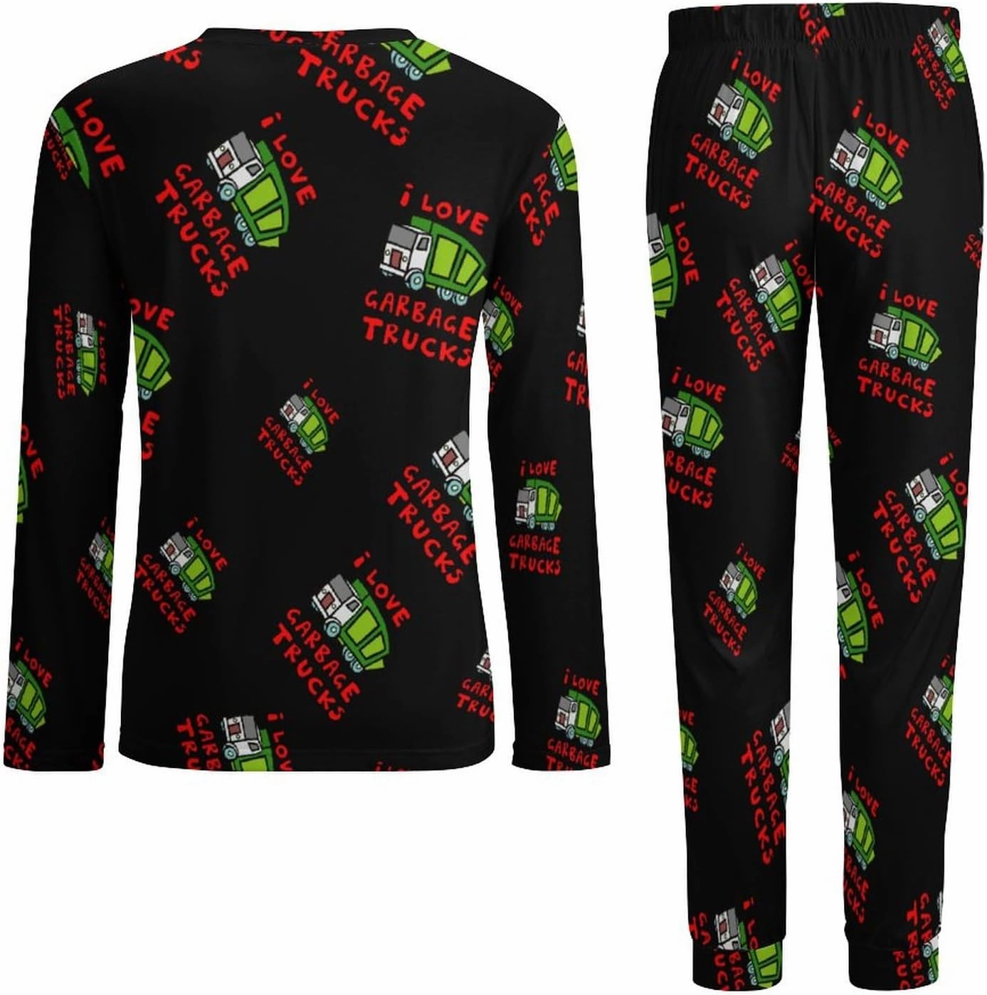 I Love Trash Garbage Trucks Mens Pajama Set Soft Comfy PJs Sets Sleepwear Loungewear Pajama Top And Pant Set