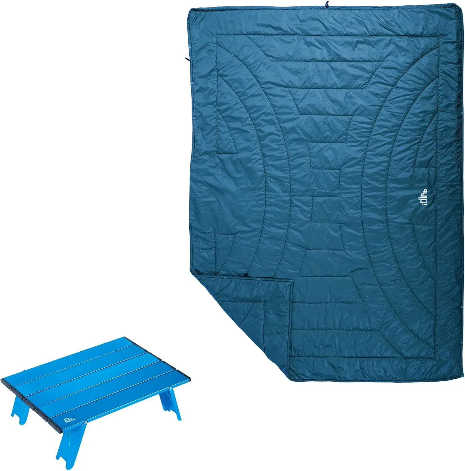 iClimb 1 3M Thinsulate Insulation Warm Camping Blanket and 1 Mini Folding Table Bundle, Ultralight Compact for Adults Outdoor Backpacking Camping Hiking Beach Concert
