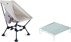 iClimb 1 Light Two-Heights Compact Anti-Sinking Chair and 1 Solo Mini Folding Table Bundle for Adults Outdoor Camping Beach Concert Motorcycling BBQ