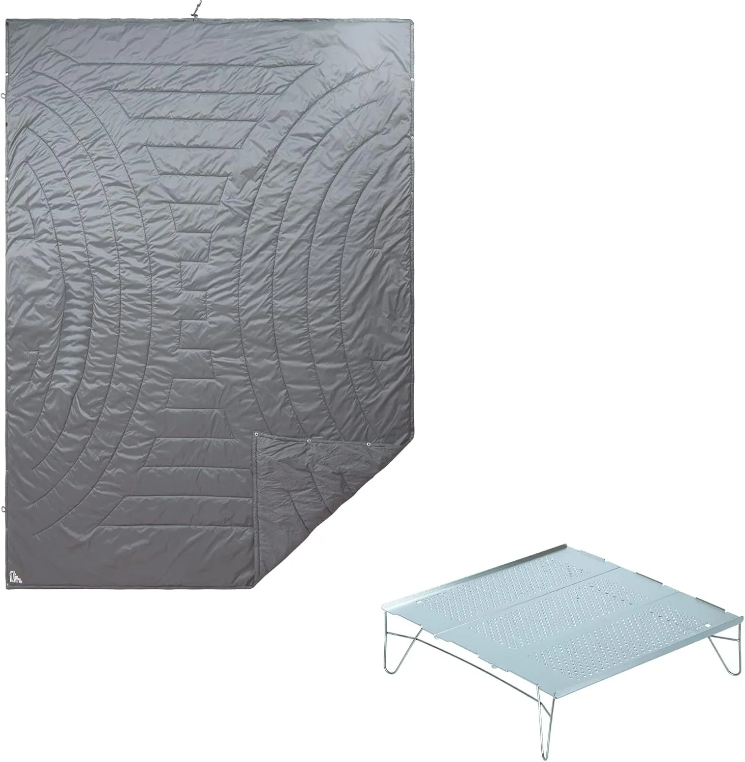 iClimb 1 Solo Mini Folding Table and 1 3M Thinsulate Insulation Warm Camping Blanket Bundle, Ultralight Compact for Solo Person Outdoor Backpacking Beach Camping Concert