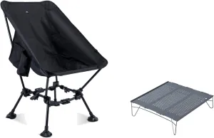iClimb 1 Two-Heights Light Compact Anti-Sinking Chair and 1 Solo Mini Folding Table Bundle, Ultralight Compact for Solo Adult Outdoor Camping Beach Concert Motorcycling BBQ