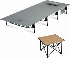 iClimb 1 Folding Table and 1 Super Easy Assemble Cot Bundle, Ultralight Compact for Adults Outdoor Backpacking Camping Glamping Hiking Motorcycling