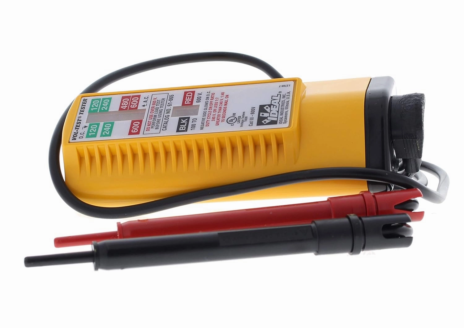 IDEAL Electrical 61-065 Vol-Test Voltage Tester, CAT III for 600V,Yellow