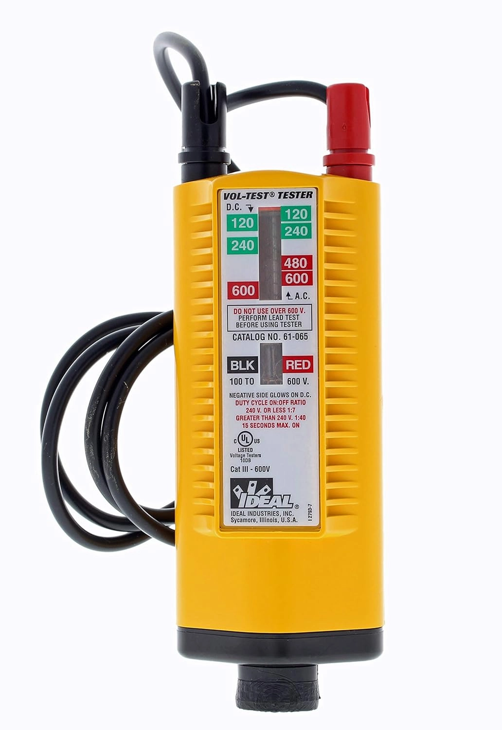 IDEAL Electrical 61-065 Vol-Test Voltage Tester, CAT III for 600V,Yellow