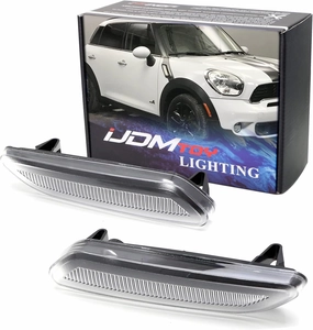 iJDMTOY Euro White/Clear Lens Front Fender Side Marker Blinker Light Housing Replacements Compatible With 2011-16 MINI Cooper R60 Countryman, 2013-16 R61 Paceman