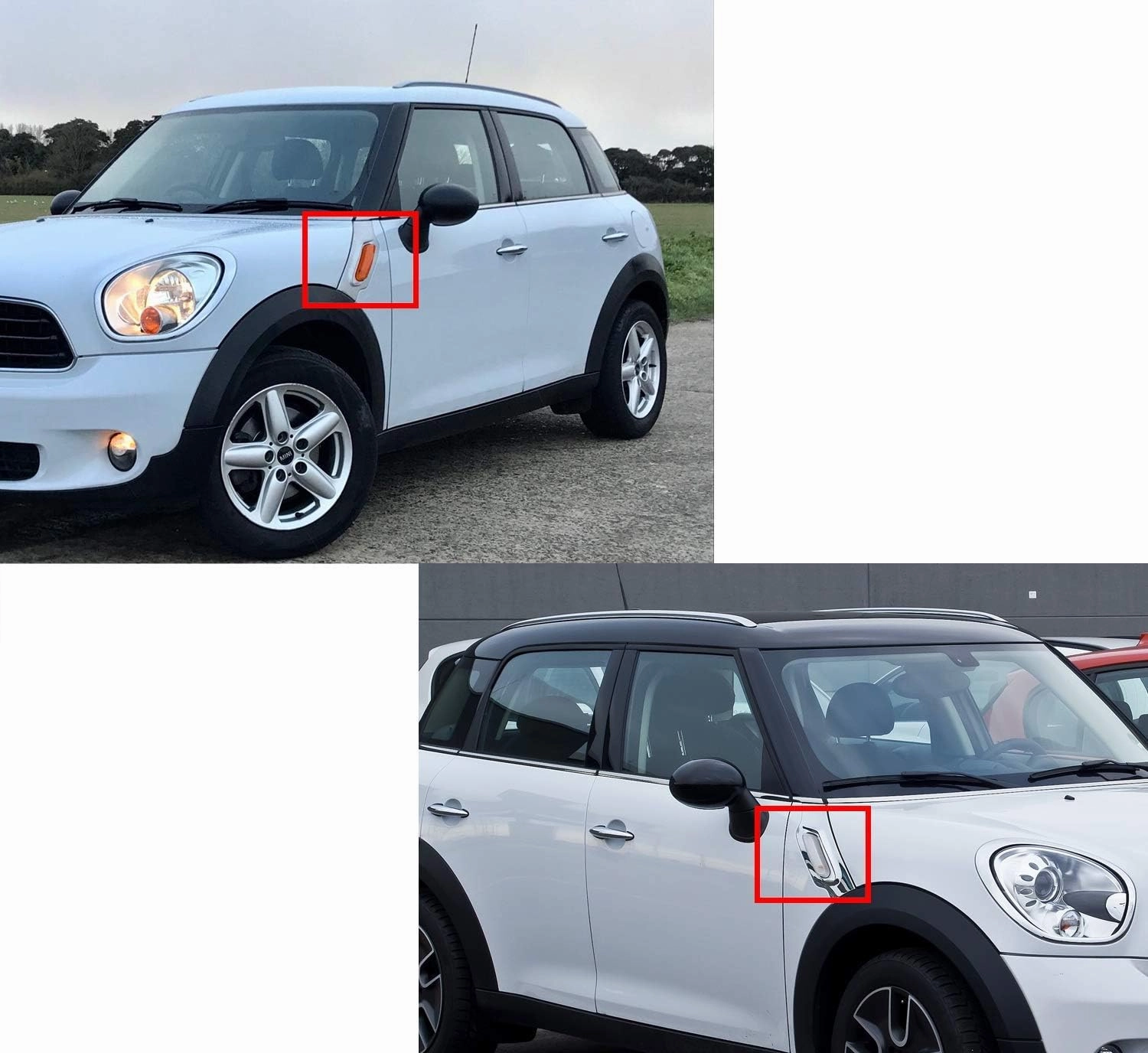 iJDMTOY Euro White/Clear Lens Front Fender Side Marker Blinker Light Housing Replacements Compatible With 2011-16 MINI Cooper R60 Countryman, 2013-16 R61 Paceman