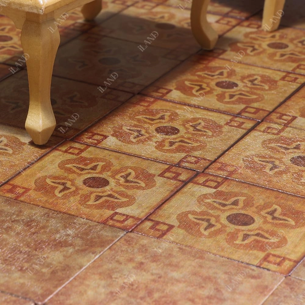 iLAND Dollhouse Flooring on 1/12 Scale 1/6 Scale, Miniature Dollhouse Accessories, 60pcs Double-Sided Dollhouse Floor Tiles (Advanced Classical Inlays & Marbling Pattern)